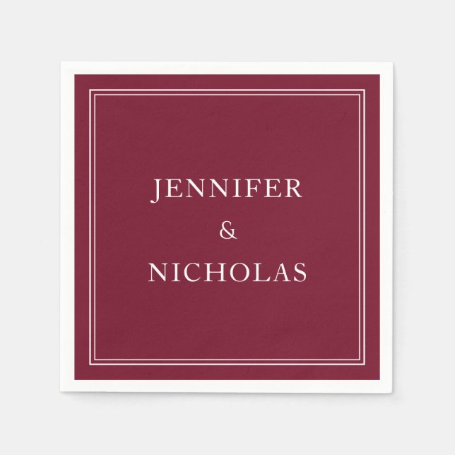 Elegant Burgundy Wedding Serviette (Vorderseite)