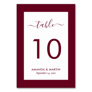 Elegant Burgundy Wedding Tischnummer