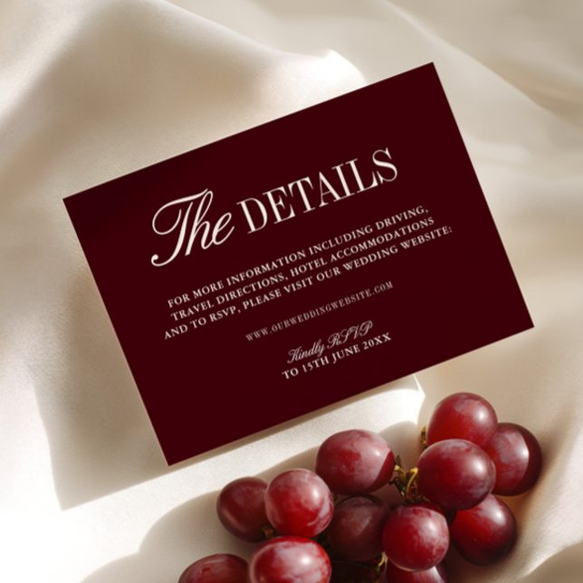 Elegant Burgundy Wedding Website Enclosure Card Begleitkarte (Elegant Burgundy Wedding Website Enclosure Card)