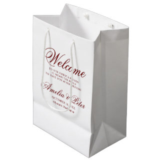 Elegant Burgundy Wedding Welcome Mittlere Geschenktüte