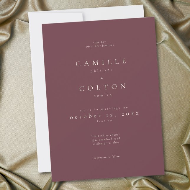 Elegant Burgundy Wine Minimalist Wedding Einladung (Elegant Burgundy Wine Minimalist Wedding Invitation)