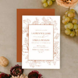 Elegant Burnt Orange Blumenstrauch Art Wedding Inv Einladung