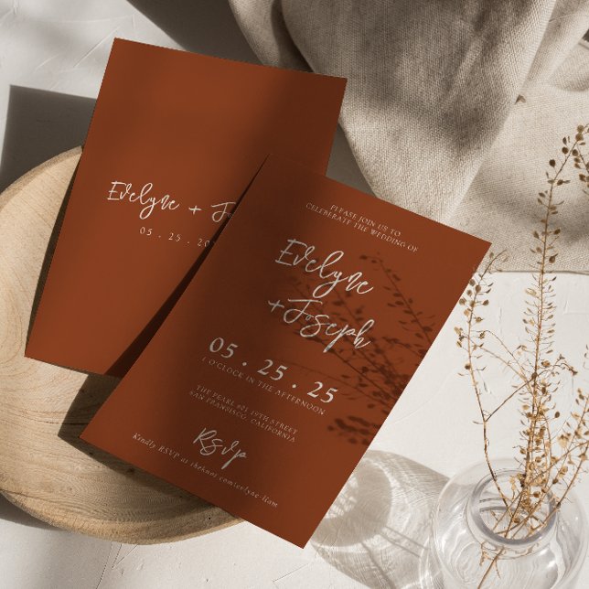 Elegant Burnt Orange Boho UAwg Wedding Einladung (Von Creator hochgeladen)