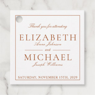 Elegant Burnt Orange Classic Script Wedding Geschenkanhänger