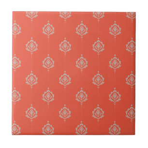 Elegant Burnt Orange Damascus Muster Fliese