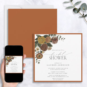 Elegant Burnt Orange Floral Brautparty Einladung