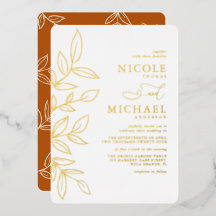 Elegant Burnt Orange Minimal Gold Leaf Hochzeit