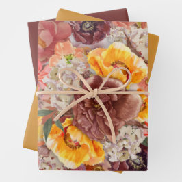 Elegant Burnt Orange Rust Cream Floral Geschenkpapier Set