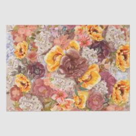 Elegant Burnt Orange Rust Cream Floral Seidenpapier