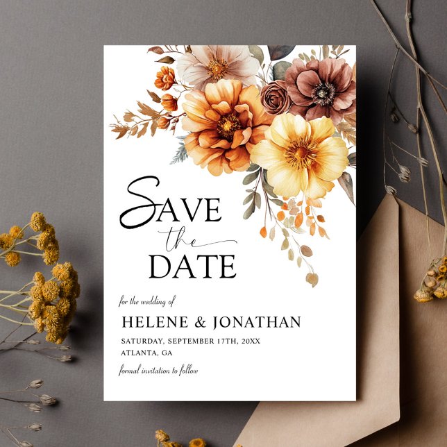 Elegant Burnt Orange Rust Terracotta Hochzeit im H Save The Date (Elegant Burnt Orange Rust Terracotta Fall Wedding Save The Date)