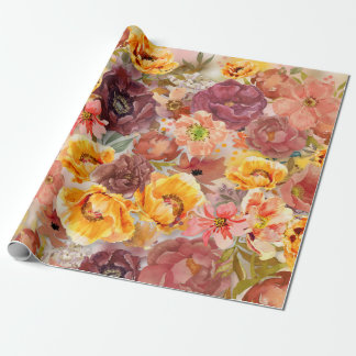 Elegant Burnt Orange Rust Watercolor Floral Wrapp Geschenkpapier