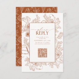 Elegant Burnt Orange Wedding QR Code Bitte beantwo RSVP Karte