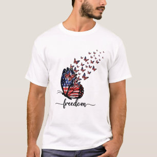 Elegant Butterflies Amerikanische Flagge Freih T-Shirt