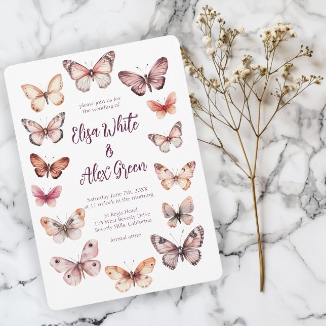 Elegant Butterflies CUSTOM Hochzeit Einladung (Elegant Butterflies CUSTOM Wedding Invitation
)