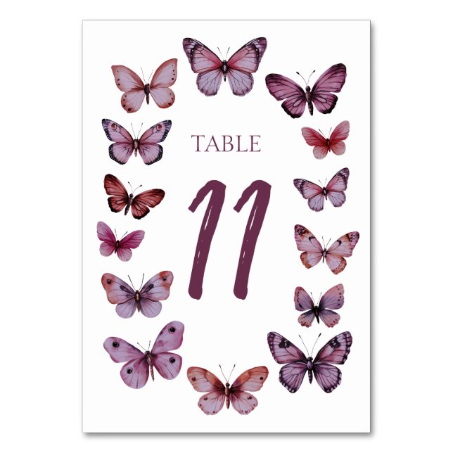 Elegant Butterflies CUSTOM Hochzeit Tischnummer (Vorderseite)