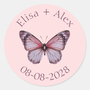 Elegant Butterflies Hochzeit Verlobung CUSTOM Runder Aufkleber