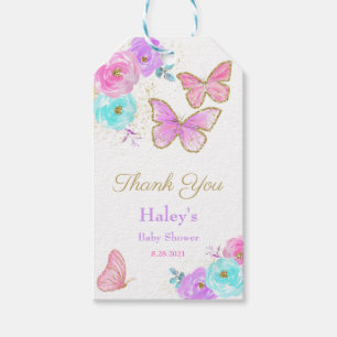 elegant. Butterfly Aquarell Babydusche Geschenkanhänger