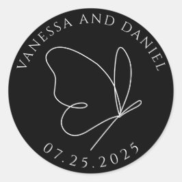 Elegant Butterfly Custom Wedding Sticker