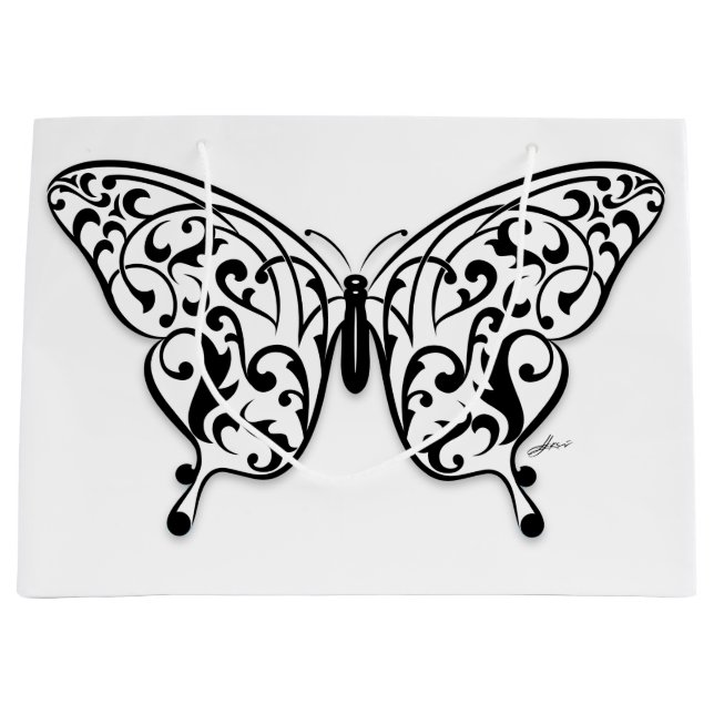 Elegant Butterfly Gift Bag Design von Eksi Große Geschenktüte (Vorderseite)