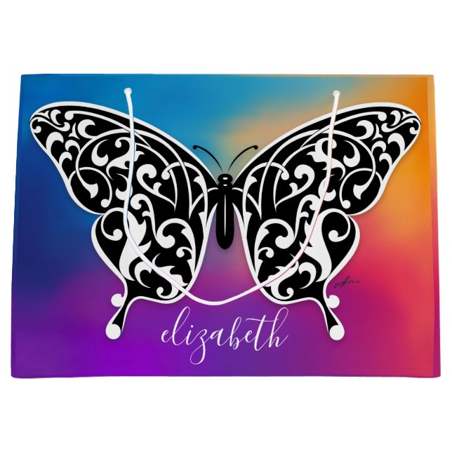 Elegant Butterfly Gift Bag Design von Eksi Große Geschenktüte (Vorderseite)