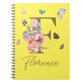 Elegant Butterfly Initial-Notebook Notizblock