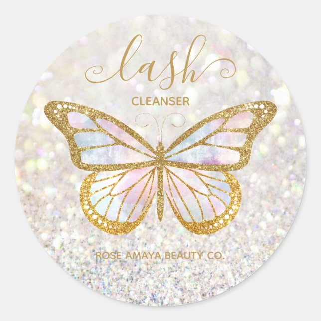 Elegant Butterfly Lash Cleanser Runder Aufkleber (Vorderseite)