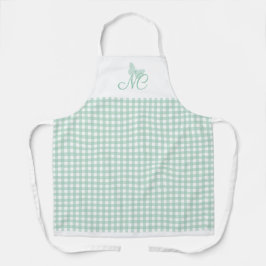 Elegant Butterfly Monogram Mint Gingham Karo Schürze