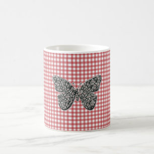 Elegant Butterfly On Red Gingham Kaffeetasse