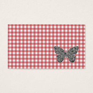 Elegant Butterfly On Red Gingham Komplimente Karte