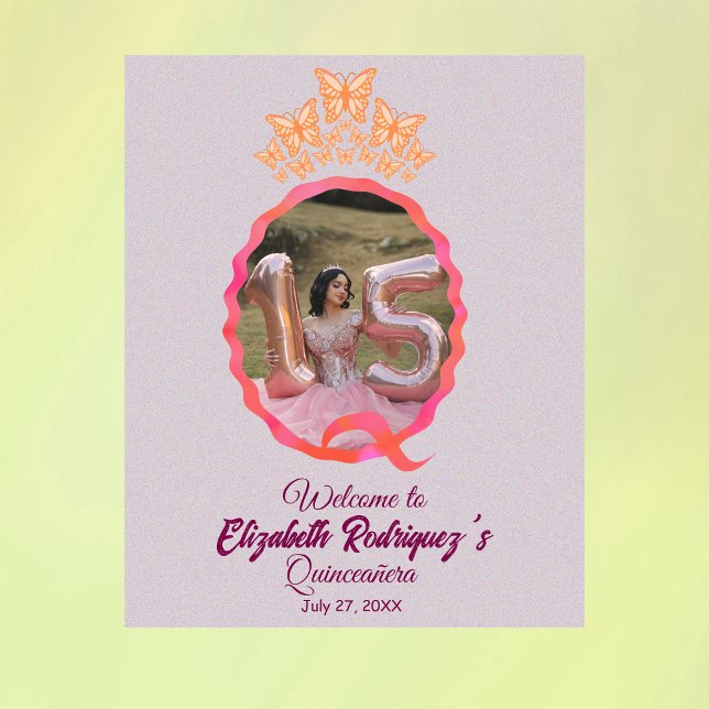 Elegant Butterfly Princess Tiara Crown Quinceanera Wandteppich (Von Creator hochgeladen)