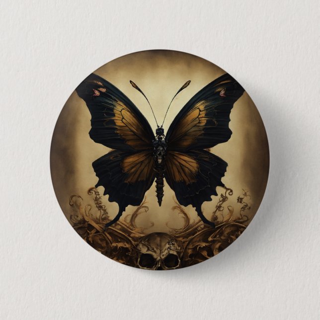 Elegant Butterfly Print Stilvolle Round Button (Vorderseite)