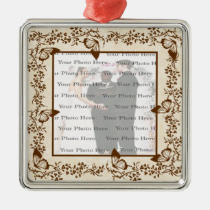 Elegant Butterfly Square Silver Ornament