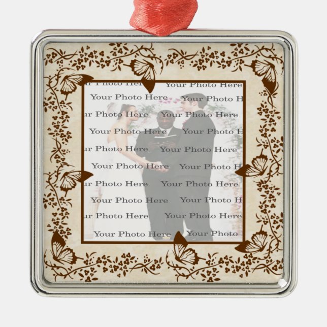 Elegant Butterfly Square Silver Ornament (Vorne)