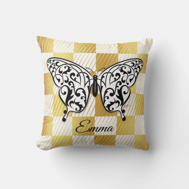 Elegant Butterfly Throw Kissen Design von Eksi (Vorderseite)