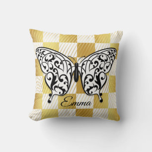 Elegant Butterfly Throw Kissen Schwarz