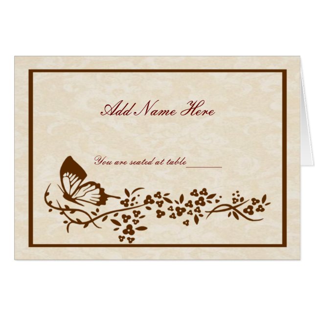 Elegant Butterfly Wedding Platzkarten (Vorderseite (Horizontal))