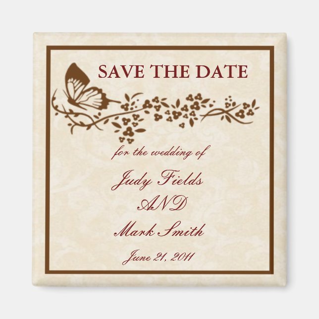 Elegant Butterfly Wedding Save the Date Magnet (Vorne)