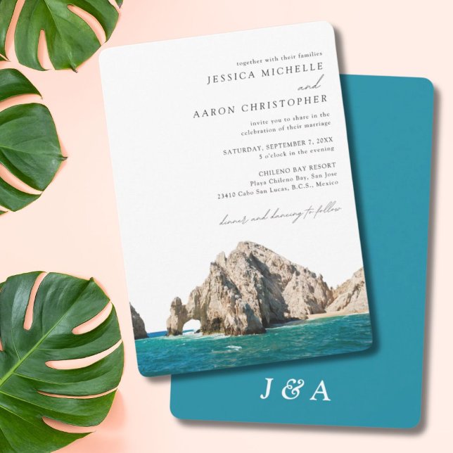 Elegant Cabo Hochzeit individuelle Landschaftliche Einladung (Elegant Cabo Wedding Custom Scenic Invitation)