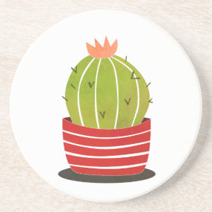 ELEGANT Cactus in a pot Minimal Art Poster Getränkeuntersetzer