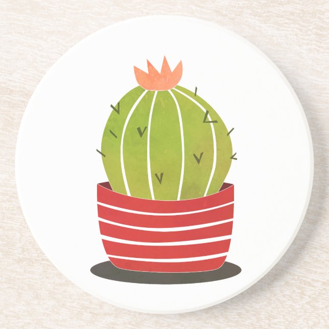 ELEGANT Cactus in a pot Minimal Art Poster Getränkeuntersetzer (Vorne)