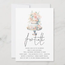 Elegant Cake Dusty Pink Peach Script 40. Geburtsta