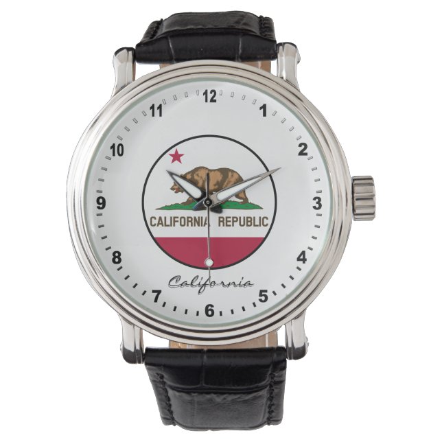 Elegant California Watch & California Flag / USA Armbanduhr (Vorderseite)