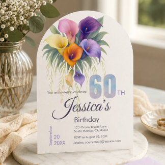 Elegant Calla Lily 60. Geburtstag Meilenstein Einladung