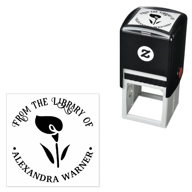 Elegant Calla Lily Silhouette Library Name Permastempel (Beispiel)