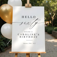 Elegant Calligrafy Hello 60 Birthday Welcome Sign