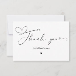 Elegant Calligraph Simple Heart Wedding  Dankeskarte