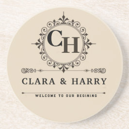 Elegant calligraphic initials monogram wedding  getränkeuntersetzer