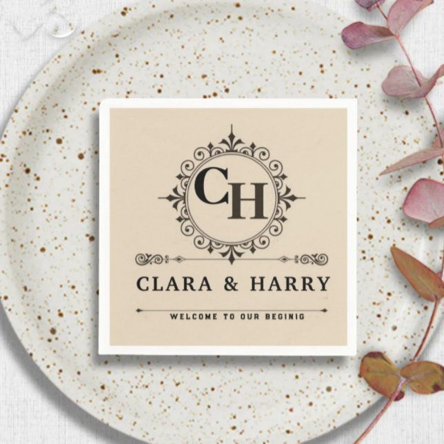 Elegant calligraphic initials monogram wedding  serviette (Von Creator hochgeladen)