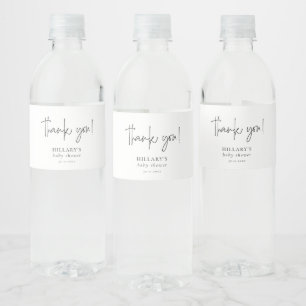 Elegant Calligraphy Baby Shower Vielen Dank Wasserflaschenetikett