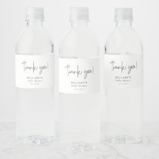 Elegant Calligraphy Baby Shower Vielen Dank Wasserflaschenetikett
